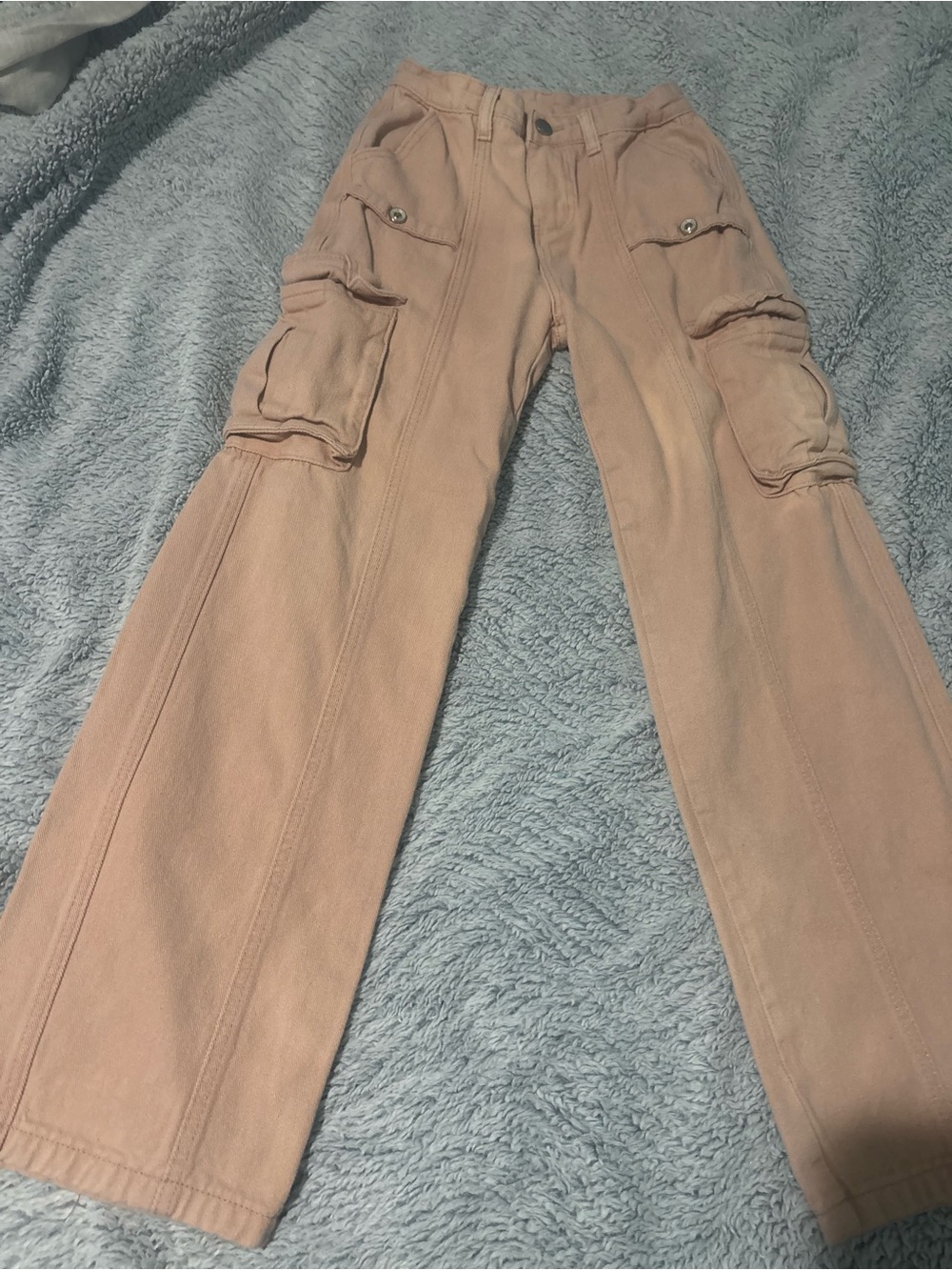 Kids Cargo Jeans in Light Pink - Multi-Pocket Utility Style